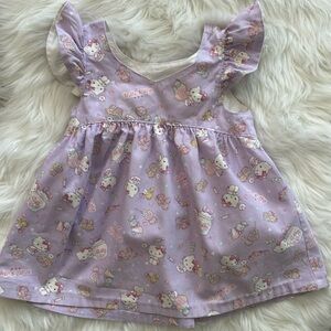 Girls Hello Kitty cotton Peplum Babydoll Top size 6-7 Lavender